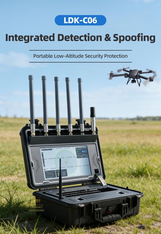 100MHzâ6GHz Portable Drone Detection & GNSS Spoofing GPS L1 / GLONASS L1 / BDS B1 Suitcase System 2