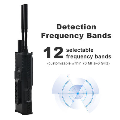 Buy Handheld Drone Detector with 70MHz–6GHz Full-Spectrum, 1.5–2 km Detection Range, and 12 Preset Bands for Industrial & FPV Drones online manufacture