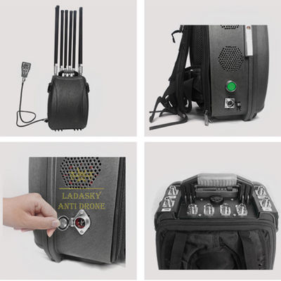 400W Anti Drone Backpack System 6-8 Bands 200-1020MHz 2.4-5.8GHz