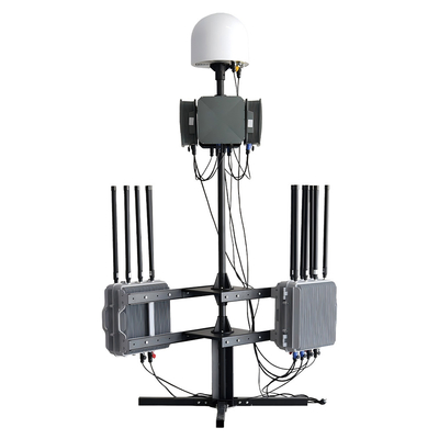 70-6200MHz 10KM Range Fixed Drone Detection and Jamming Device with 1 Detection Host + N Jammer System Super Interference to FPV Drones Support Radar Detection Navigation Spoofing System